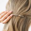 Grey Hair Barrette for Women with Thin Hair, Elegant Long & Skinny French Barrette, Strong Hold, Lightweight, Damage-Free Design, Grey Onyx Faux Shell | France Luxe view 3