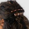 Brown Hair Barrette for Women with Thin Hair, Elegant Long & Skinny French Barrette, Strong Hold, Lightweight, Damage-Free Design, Caramel Horn | France Luxe view 3