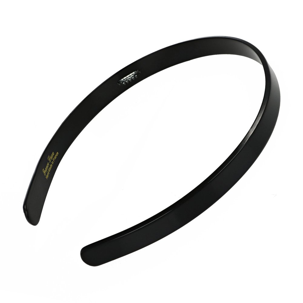 Black Headband for Women, France Luxe 1/2" Ultracomfort, Flexible Fit Plastic Headband with Gentle Teeth, Comfortable, All-Day Hold