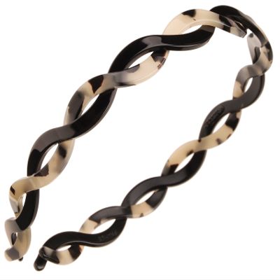 France Luxe Two Tone Twist Ultracomfort Headband - Black/Ivory Tokyo