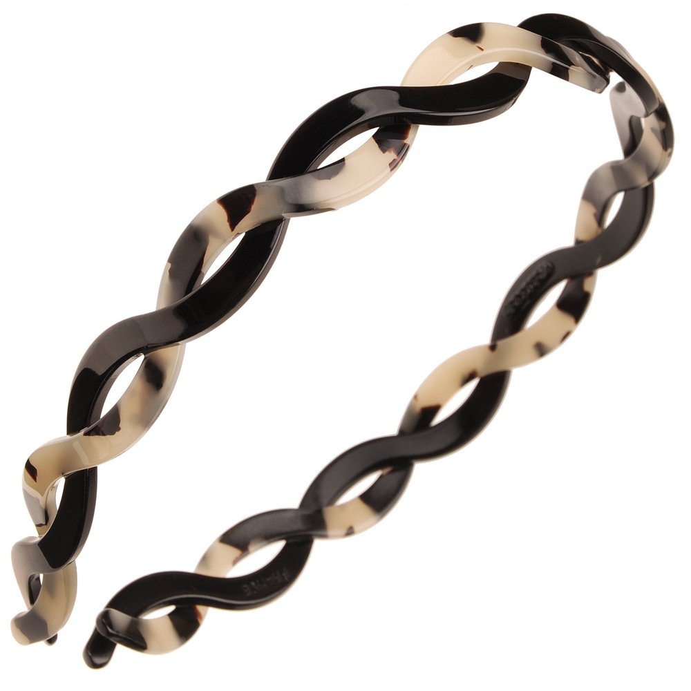 France Luxe Two Tone Twist Ultracomfort Headband - Black/Ivory Tokyo