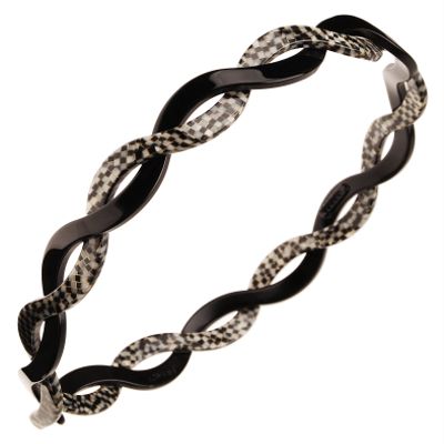 France Luxe Two Tone Twist Ultracomfort Headband - Black/Opera Silver