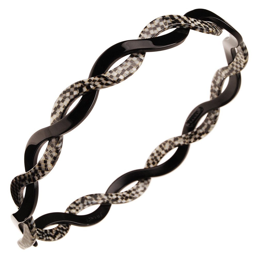 France Luxe Two Tone Twist Ultracomfort Headband - Black/Opera Silver