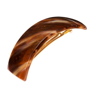 Large Hair Barrette for Thick Hair, Rectangle Volume French Barrette for Women, Strong Hold, Comfortable and Easy to Use, Caramel Horn | France Luxe