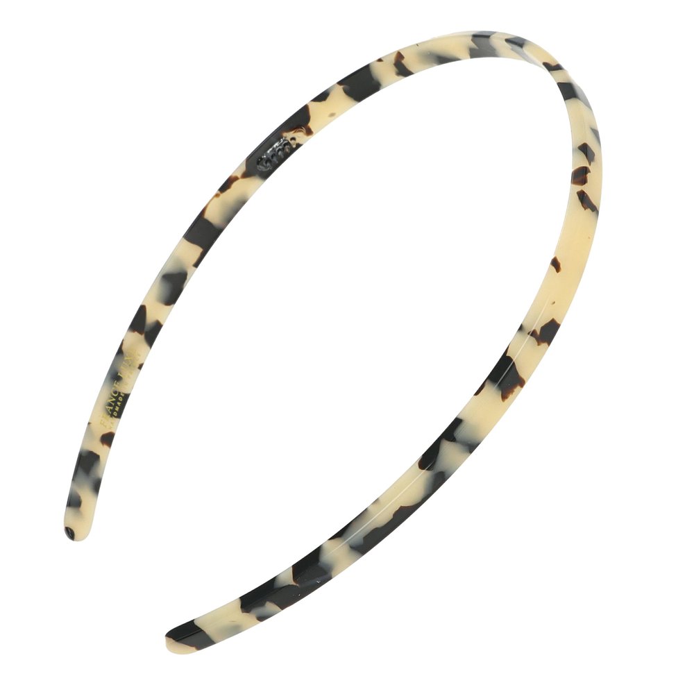 Thin Headband for Women, France Luxe 1/4" Ultracomfort Plastic Headband, Ivory Tortoise Tokyo, Flexible, No Slip Gentle Teeth, All-Day Hold