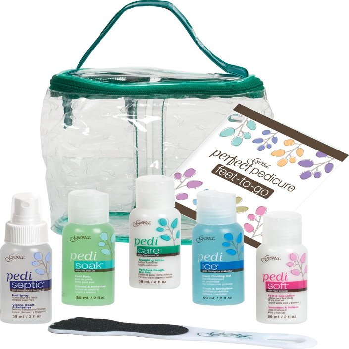 Gena Feet-to-Go At Home Pedicure Kit  Foot Spa Pedi Kit, Travel Set with Pedi Soak, Callus Softener, Gel, Spray & Scrub Tool