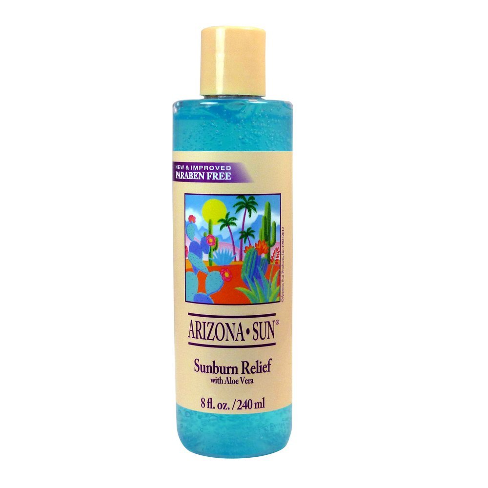 Arizona Sun Sunburn Relief with Aloe Vera  8 oz  Relieves Cuts  Insect Bites  Scrapes  Abrasions  Minor Burns Itchy Skin  Healing  Soothing - Moisturizing  Peeling Relief