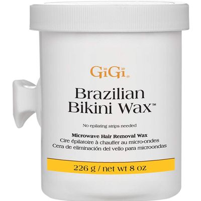 GiGi Brazilian Bikini Wax Microwave Formula, Painless, Residue-Free Hard Wax for Coarse Hair, Perfect for Sensitive Areas, 8 oz, 1-pack