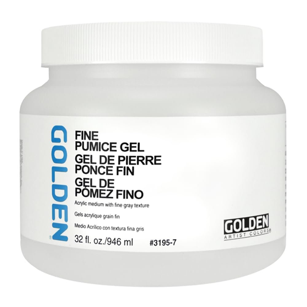 GOLDEN Fine Pumice Gel, 32 fl. oz. Jar, Professional Acrylic Gel Medium, Transparent