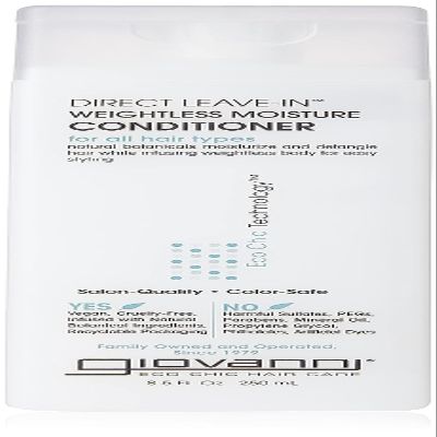 GIOVANNI Direct Leave In Weightless Moisture Conditioner - Co-Wash, Great for Curls & Wavy Hair, Wash & Go, Salon Quality, No Parabens, Infused with Natural Botanical Ingredients - 8.5 oz