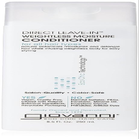 GIOVANNI Direct Leave In Weightless Moisture Conditioner - Co-Wash, Great for Curls & Wavy Hair, Wash & Go, Salon Quality, No Parabens, Infused with Natural Botanical Ingredients - 8.5 oz