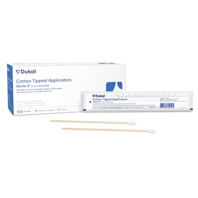 Dukal Cotton Tip Applicators 6", Sterile (Box of 100)