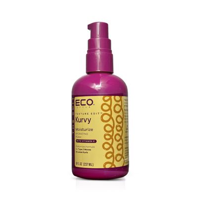 Eco Style, Texture Edit, Kurvy Moisturize Hydrating Foam for Type 2a to 2c wavy hair - Prep your hair for any style with lightweight leave in conditioner for curly hair 8oz
