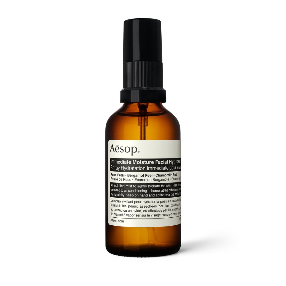 Aesop Immediate Moisture Facial Hydrosol | Hydrating Face Mist with Rose Petal & Bergamot | Hydrator for All Skin Types | Vegan, Cruelty-Free, Paraben-Free | 50 mL/1.7 oz