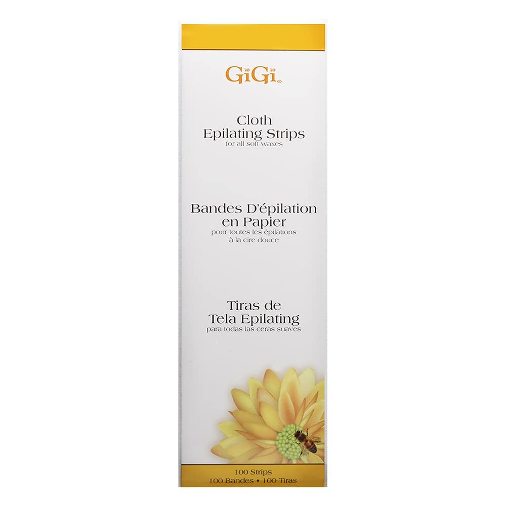 GiGi Wax Strips Non Woven for Hair Removal - Small Cloth Epilating Waxing Strips for Face and Bikini Line, 100 Strips