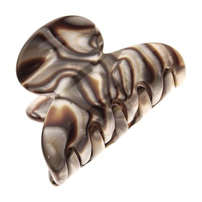 French Hair Clip for Thin or Short Hair, Mini Couture Claw Clip for Women, Strong No Slip Hold, Gentle Grip, Lightweight, Onyx Grey Faux Shell | France Luxe