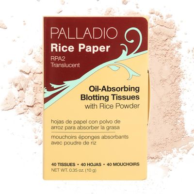 Palladio Rice Paper Facial Tissues for Oily Skin, Face Blotting Sheets Made from Natural Rice, Oil Absorbing Paper with Rice Powder, 2 Sided, Instant Results, Translucent, 40 Count, Pack of 1