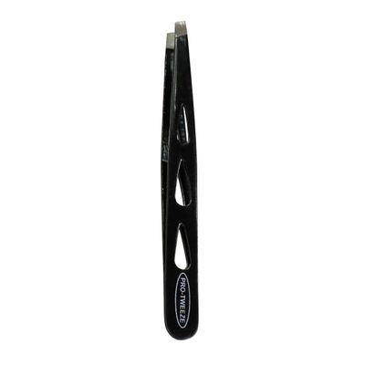 EYEBROW TWEEZERS w/Slanted tips & 3-HOLE TEAR DROP DESIGN Color BLACK