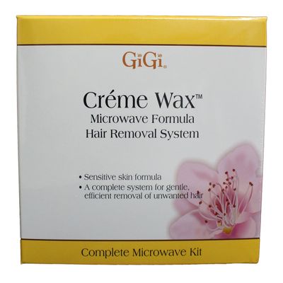 GiGi Crme Wax Microwave Kit for Hair Removal - Complete At-Home Waxing Kit for Face & Body with Strips & Applicators