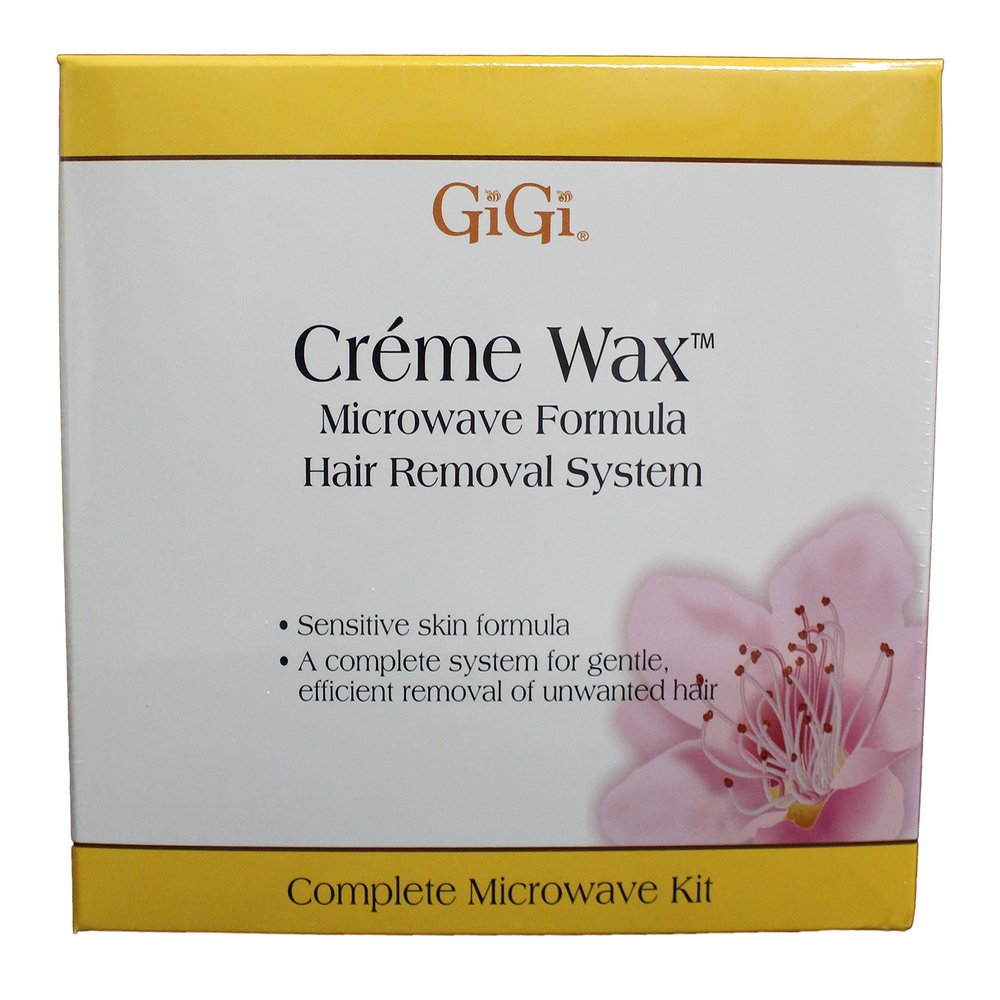 GiGi Crme Wax Microwave Kit for Hair Removal - Complete At-Home Waxing Kit for Face & Body with Strips & Applicators