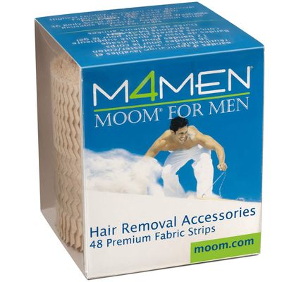 MOOM Men's Hair Removal Waxing Strips, 48 Count, 36 Body + 12 Face Strips, Reusable Polycotton