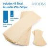 MOOM Men's Hair Removal Waxing Strips, 48 Count, 36 Body + 12 Face Strips, Reusable Polycotton view 4