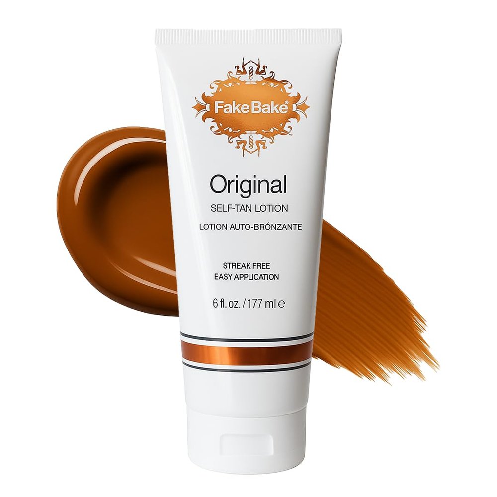 Fake Bake Original Self-Tanning Lotion  Lasting, Natural-Looking Sunless Tanner for All Skin Tones  Streak-Free, Buildable Color for Women & Men  6 oz