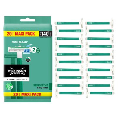 WILKINSON SWORD - Extra 2 For Men | Sensitive | 20 x Disposable Razors (Packaging may differ)