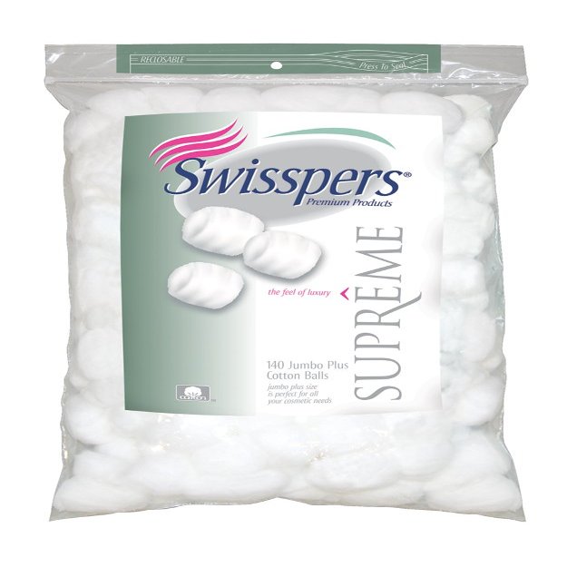Swisspers Supreme Jumbo Plus Cotton Balls, 140 Count (Pack of 24)