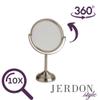 JERDON Two-Sided Tabletop Makeup Mirror - Makeup Mirror with 10X Magnification & Swivel Design - Portable 6-Inch Diameter Mirror in Nickel Finish - Model JP910NB view 4
