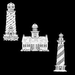 Window Accents - Set of 3 Lighthouses complete with suction cups for attaching to window -White