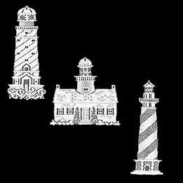 Window Accents - Set of 3 Lighthouses complete with suction cups for attaching to window -White