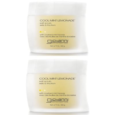 GIOVANNI Cool Mint Lemonade Salt Scrub - Salt Based Body Scrub, Gentle Body Exfoliant With Crushed Mint Leaves, Essential Oils, Aloe, Invigorating & Energizing Mint & Lemon Body Scrub - 9 Oz (2 Pack)