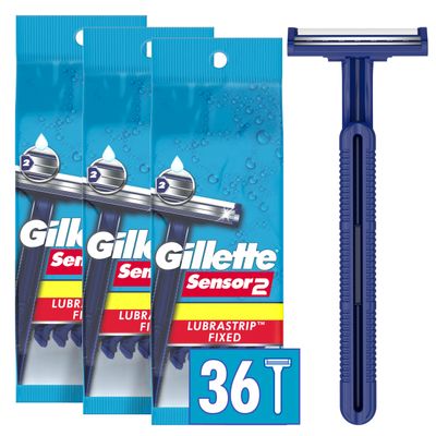 Gillette Sensor2 Fixed Men's Disposable Razor, 12 Count (Pack of 3)