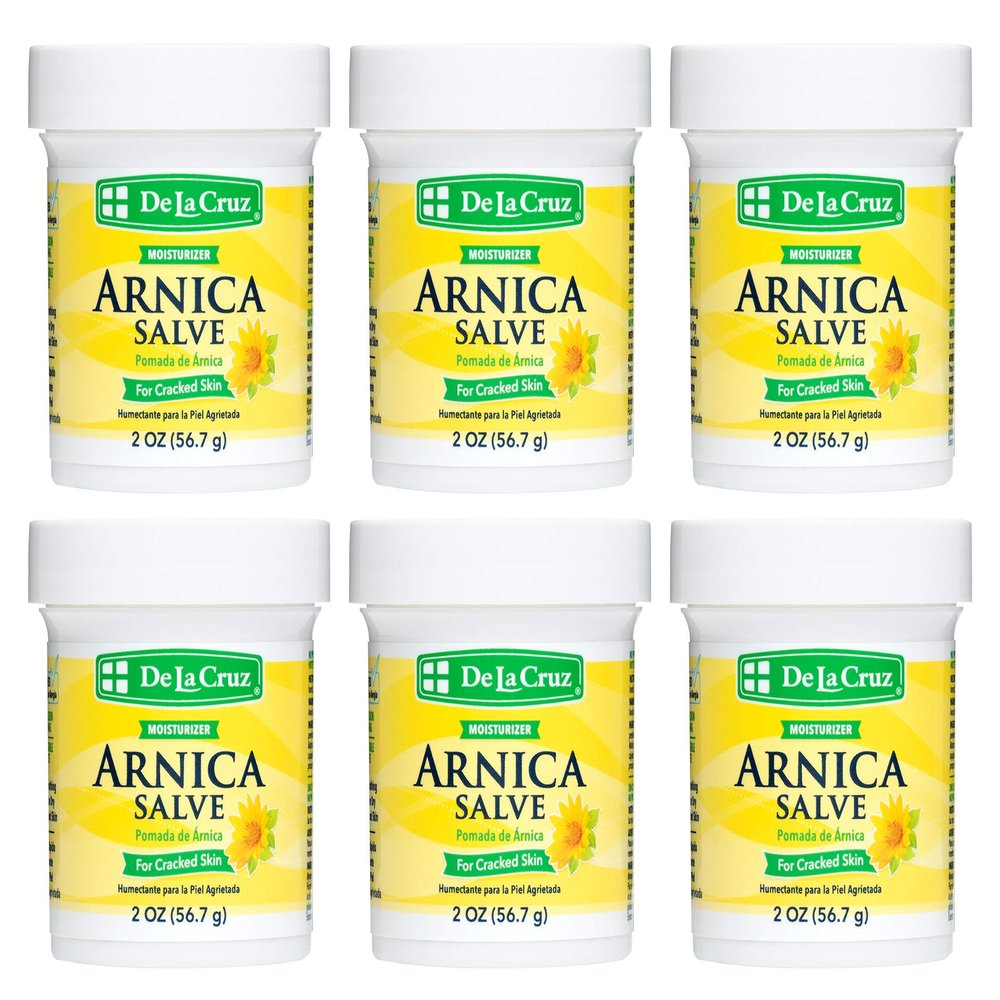 De La Cruz Arnica Salve - Foot Cream for Dry Cracked Heels and Feet - Moisturizing Hand Salve for Dried Hands - 24 Hour Moisture Foot Cream for Dry Cracked Feet and Rough Skin - 2 OZ (6 Pack)