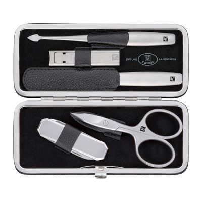 Zwilling TWINOX 97109-004-0 Asian Competence Manicure Set 5-Piece Pedicure Care Hands Feet Travel Man Woman Cowhide Black
