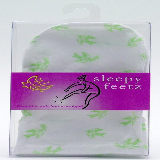 European Soaps Sleepy Feetz Over Night Socks, White W/Green Birds, 1.6 -Ounce Boxes