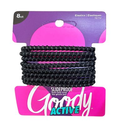 Goody Nonslip Womens Elastic Hair Tie - 8 Count, Black - 4MM For Medium Hair- Ouchless Hair Accessories For Women Perfect For Long Lasting Braids, Ponytails And More - Pain-Free