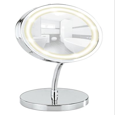 WENKO Chrome, LED, Makeup, Magnifying, Desk Mirror with Lights, Steel, Dimensions 5.9 x 6.5 x 5.1 in,  4.3