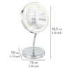 WENKO Chrome, LED, Makeup, Magnifying, Desk Mirror with Lights, Steel, Dimensions 5.9 x 6.5 x 5.1 in,  4.3 view 4