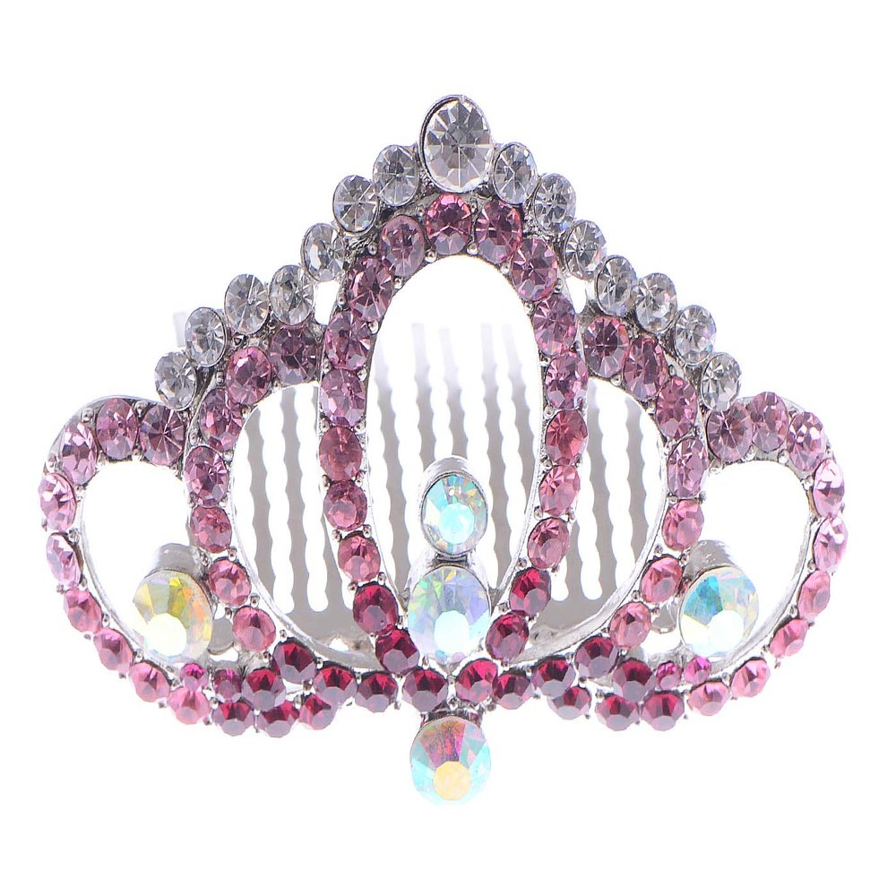 Alilang Vintage Rose Pink Bridal Hair Comb Simulated Crystal Wedding Hair Accessories