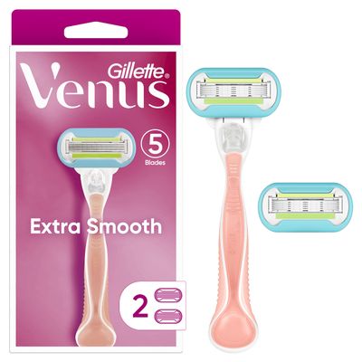 Gillette Venus Extra Smooth Pink Women's Razor Handle + 2 Blade Refills