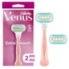 Gillette Venus Extra Smooth Pink Women's Razor Handle + 2 Blade Refills view 1