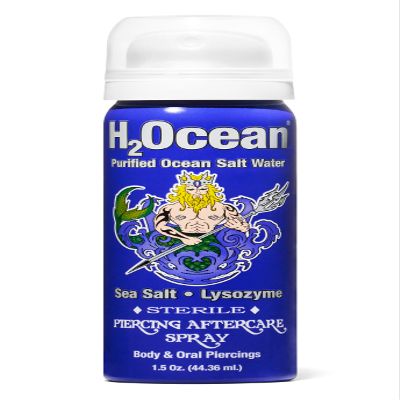 H2Ocean Piercing Aftercare Spray and Keloid Bump Removal Sea Salt Spray for Body and Facial Piercings Ear, Nose, Navel, Oral & Body Piercing Cleaner, Aftercare Solution for New Piercings 1.5oz