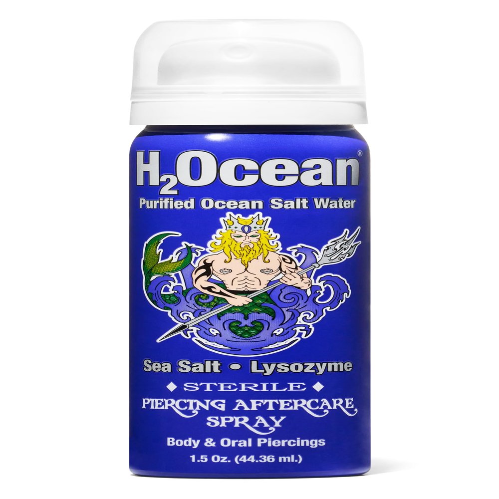 H2Ocean Piercing Aftercare Spray and Keloid Bump Removal Sea Salt Spray for Body and Facial Piercings  Ear, Nose, Navel, Oral & Body Piercing Cleaner, Aftercare Solution for New Piercings 1.5oz