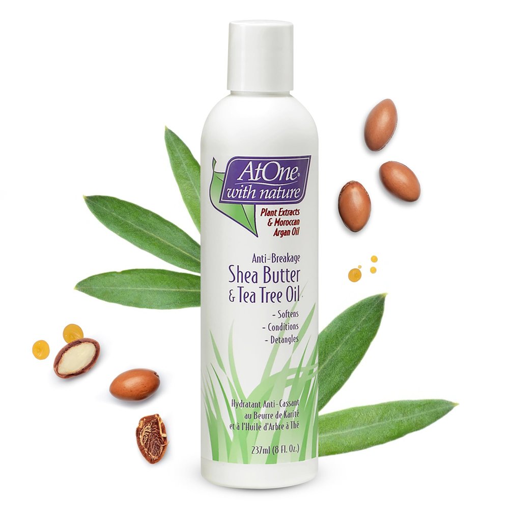 Atone with Nature Anti-Breakage Moisturizer with Shea Butter and Tea Tree Oil for Dry, Damaged Hair, 8 Oz
