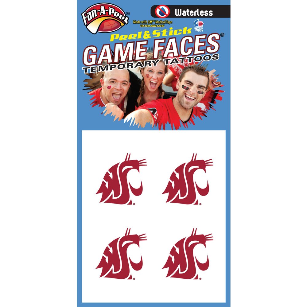 Fan-A-Peel Washington State Waterless Temporary Tattoos - Hypoallergenic Peel and Stick Waterproof Temporary Tattoos