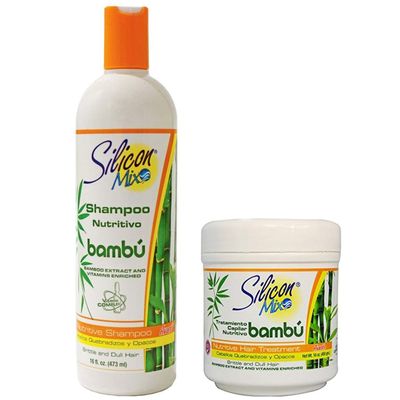 Silicon Mix Bambu Shampoo & Conditioner 16 oz Combo Deep Conditioning Mask for Strong, Hydrated & Revitalized Hair Restores Shine, Softness & Improves Elasticity