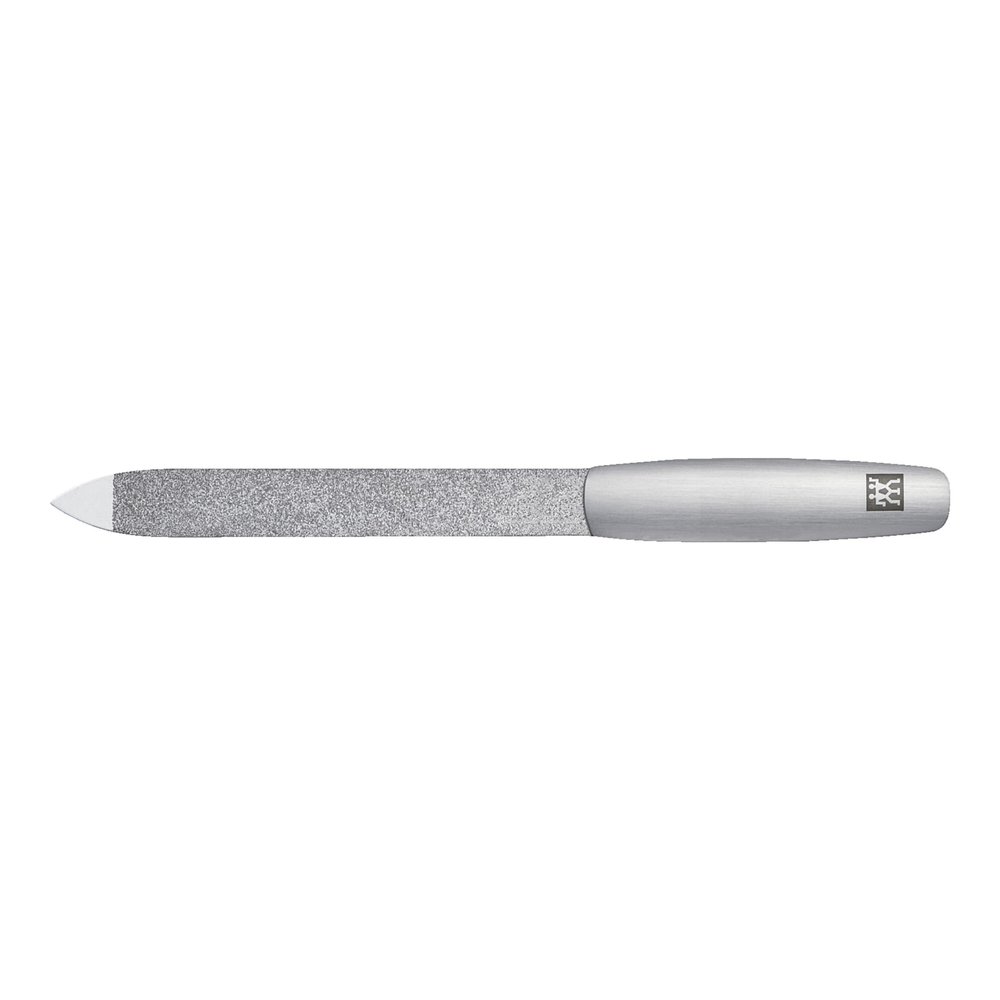 ZWILLING Sapphire Nail File (coarse and fine Grained File Surfaces for Shortening and Shaping, Cleaning tip), Premium, Silver, 5 inch