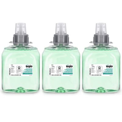 GOJO Green Certified Foam Hand, Hair & Body Wash, Cucumber Melon Scent, 1250 mL Refill FMX-12 Push-Style Dispenser (Pack of 3) - 5163-03